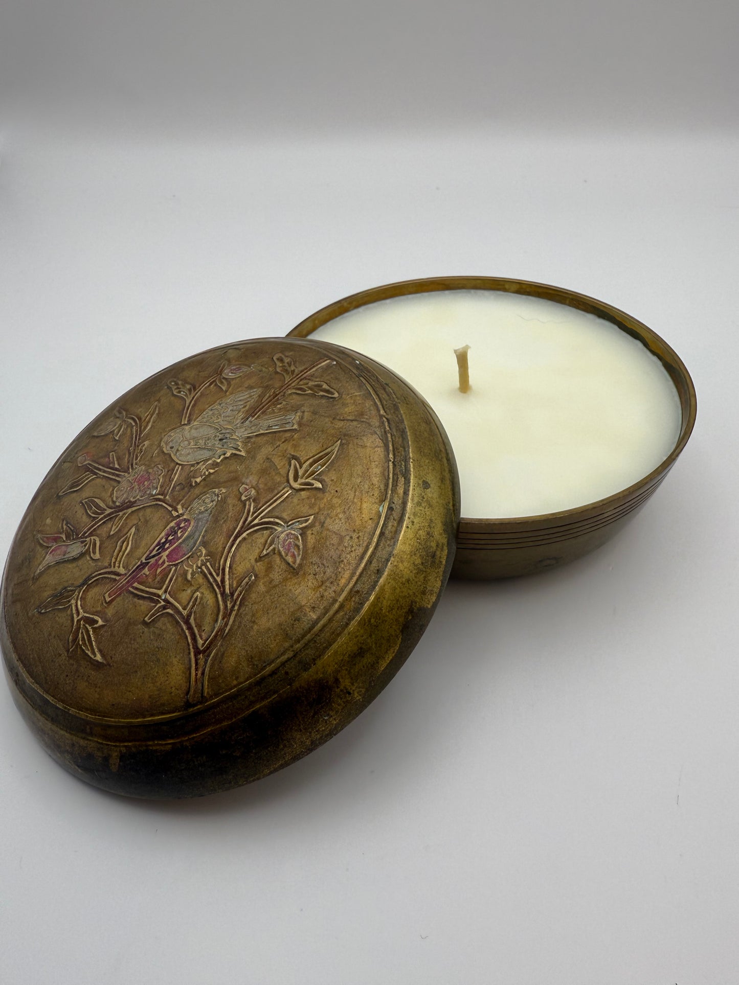 Brass Trinket Candle with Birds