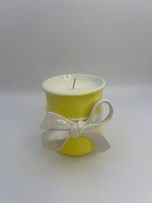 Fitz & Floyd Yellow Bow Vase Candle