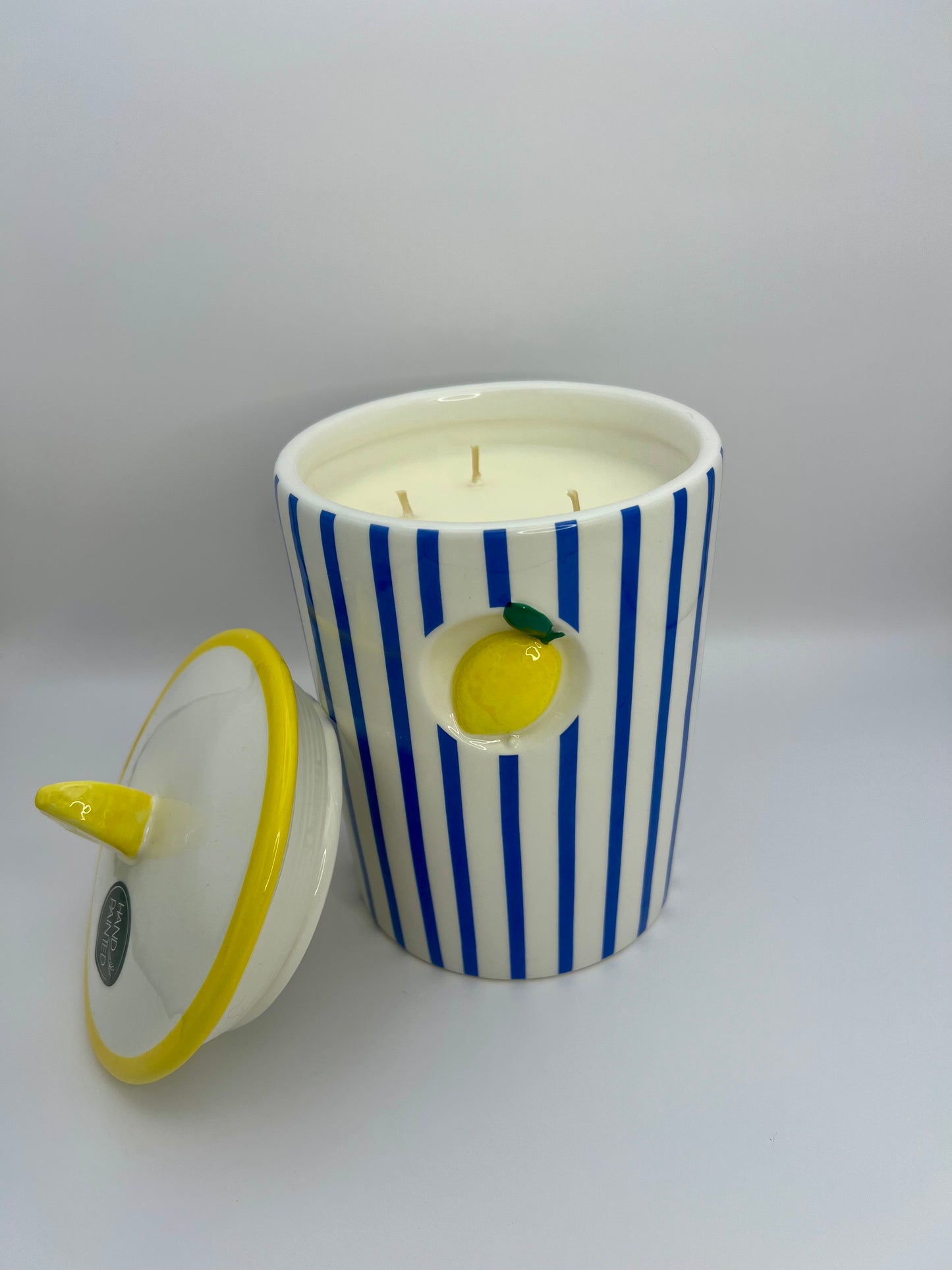 Hand painted Lemon Jar Candle
