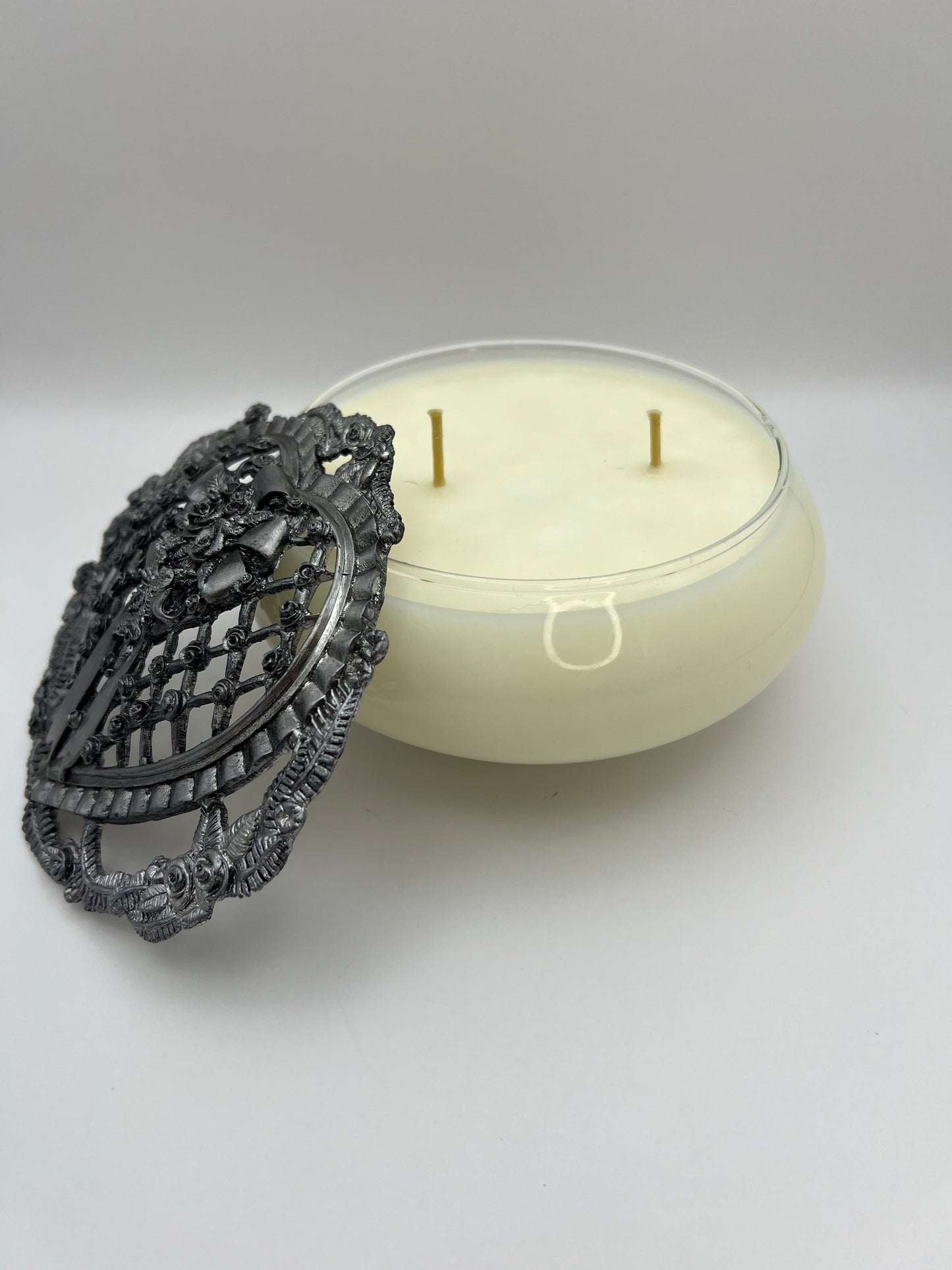 Pewter Lidded Glass Candle