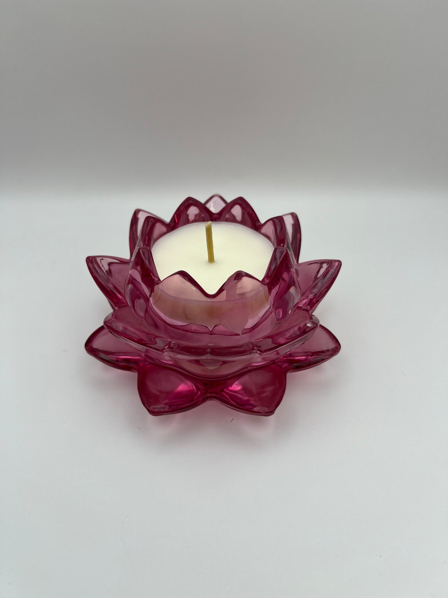 Godinger Shannon Crystal Pink Lotus Candle