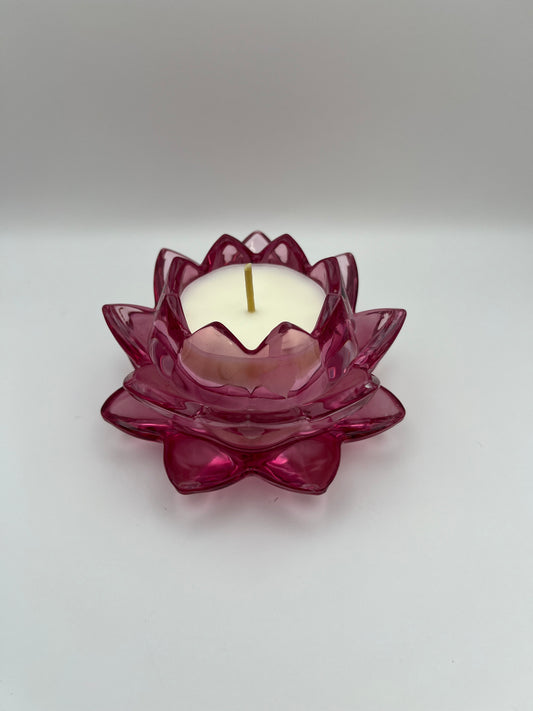 Godinger Shannon Crystal Pink Lotus Candle