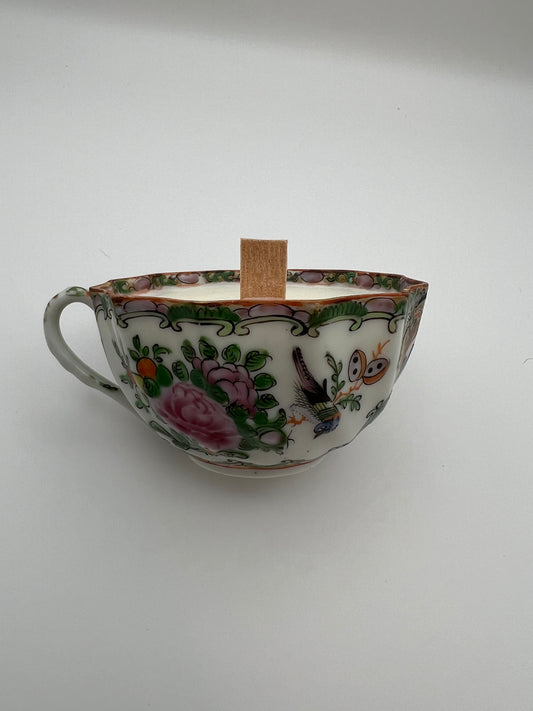 Antique Rose Medallion Teacup Candle