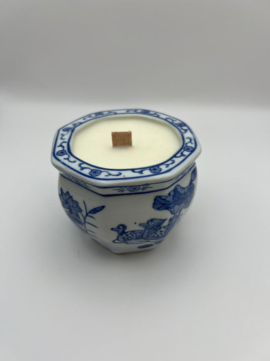 Blue & White Duck Planter Citronella Candle