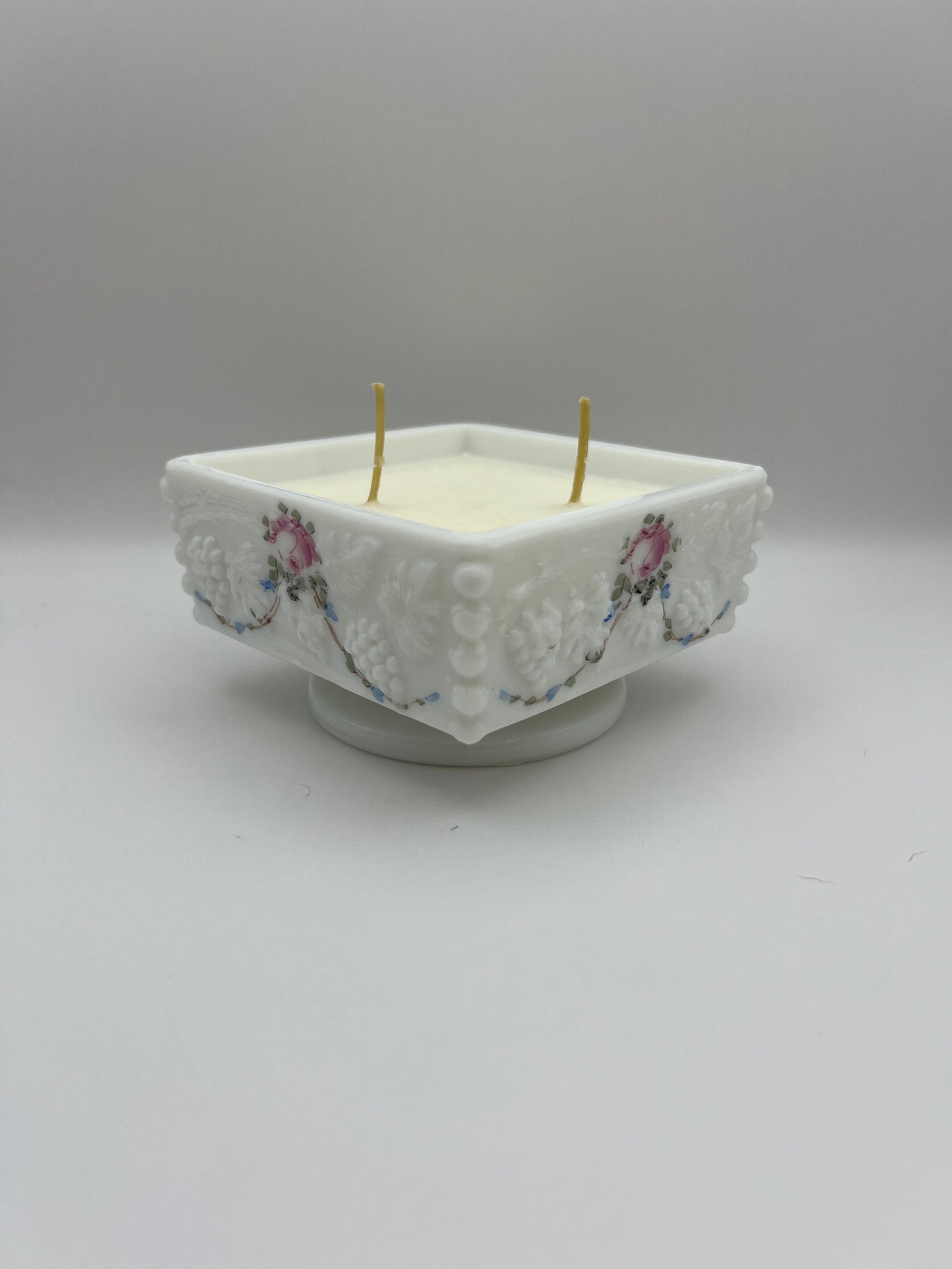 Westmoreland Hand-painted Milk Glass Candle