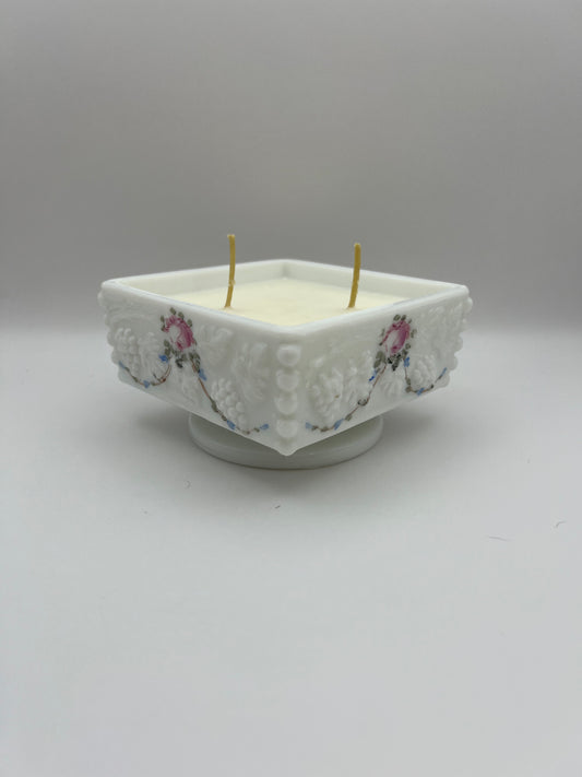 Westmoreland Hand-painted Milk Glass Candle