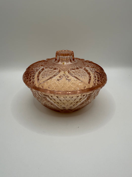 Pink Depression Glass Candle