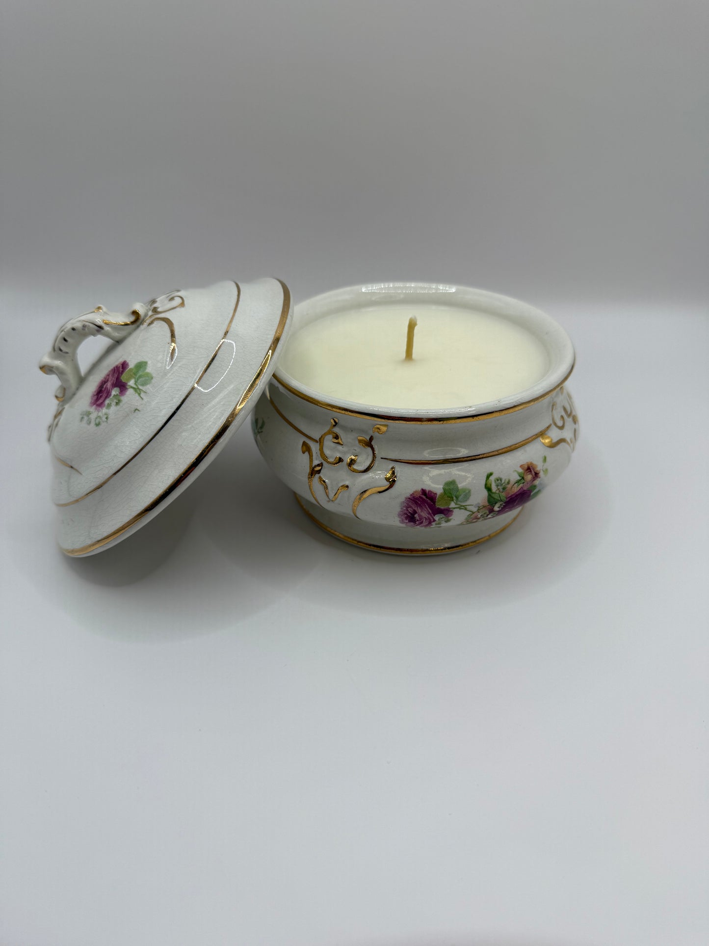 Floral China Sugar Bowl Candle