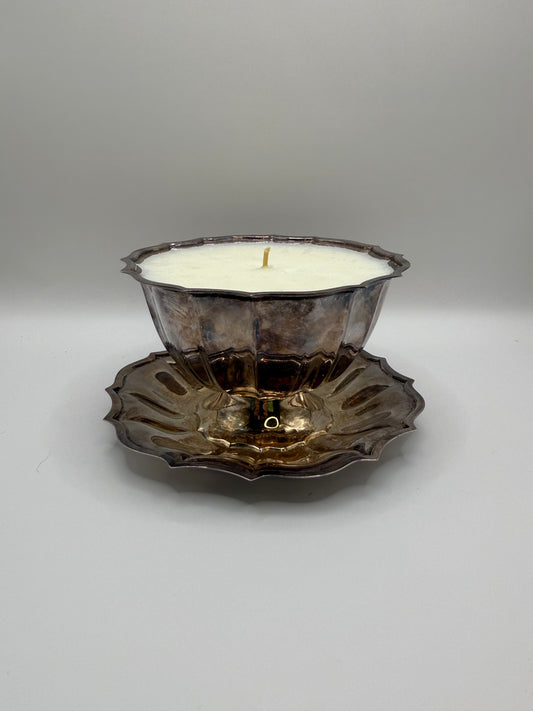 Sterling Silver Scalloped Bowl Candle