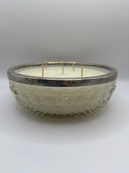Crystal Bowl with Sterling Silver Rim Candle