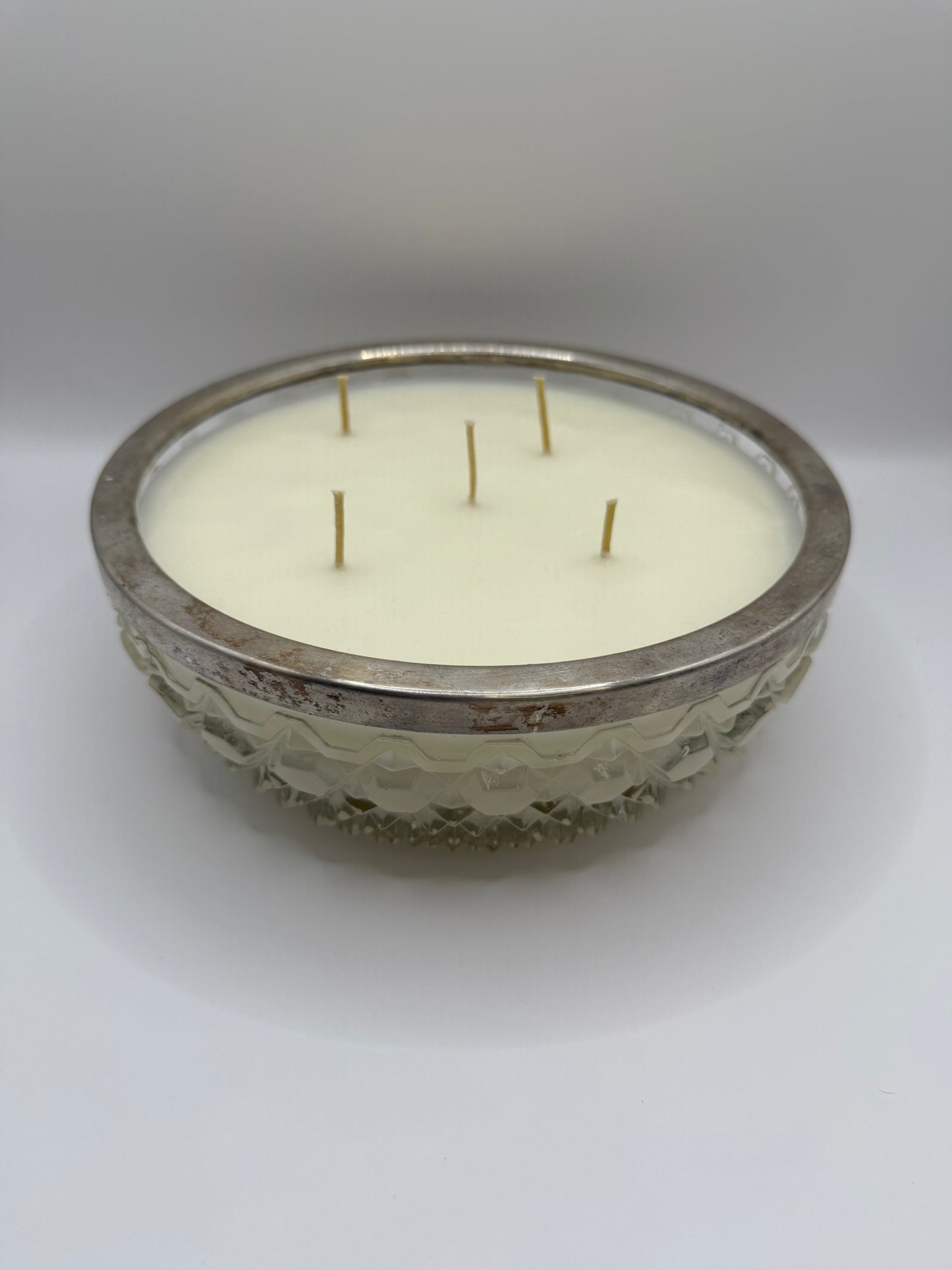 Crystal Bowl with Sterling Silver Rim Candle