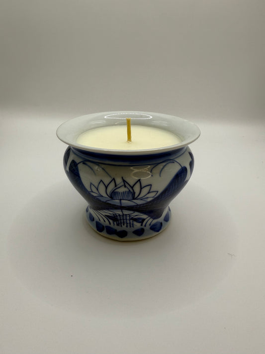 Blue & White Planter Candle