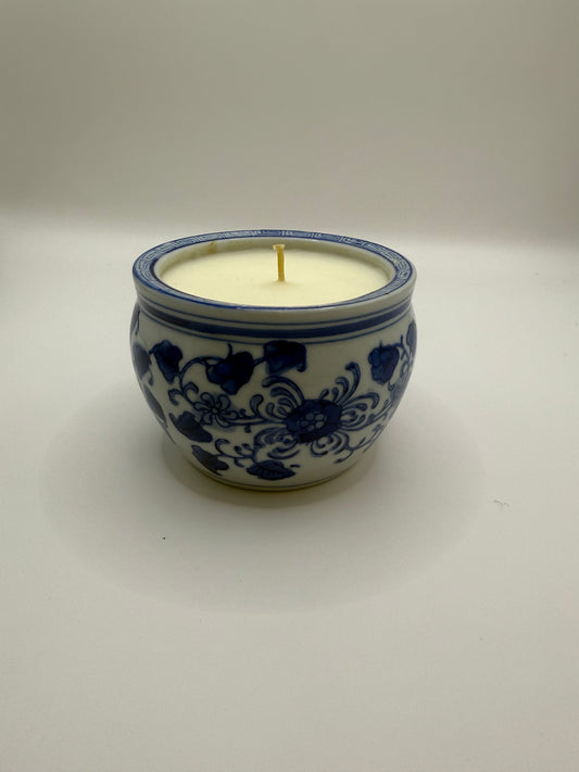 Blue & White Planter Candle