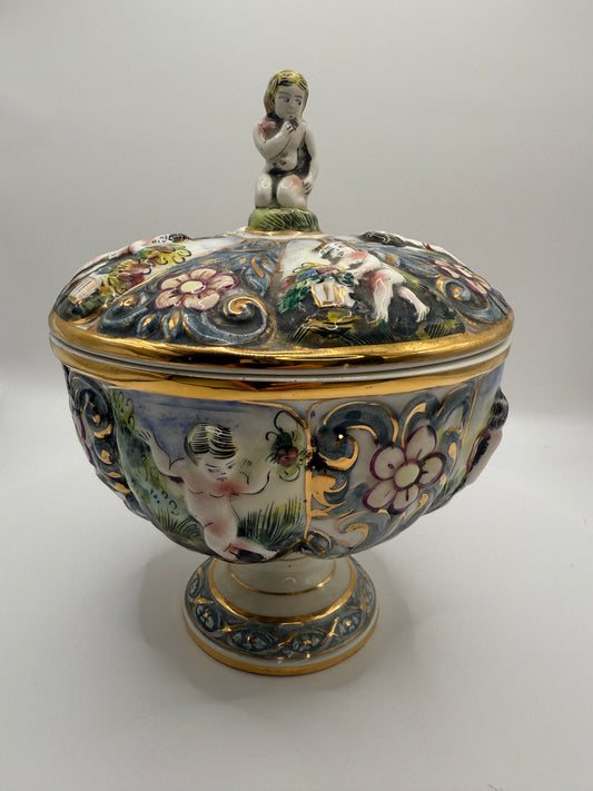 Capodimonte Italian Lidded Bowl Candle