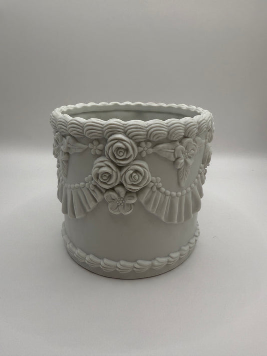 White Rose Planter Candle