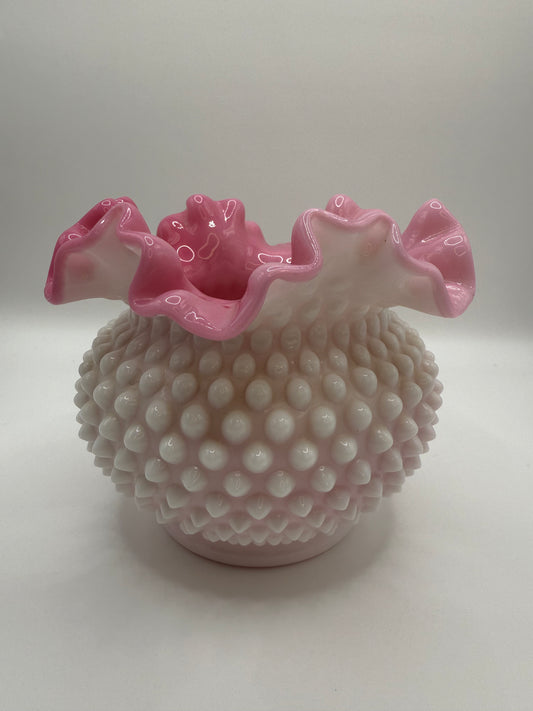 Pink Fenton Hobnail Candle