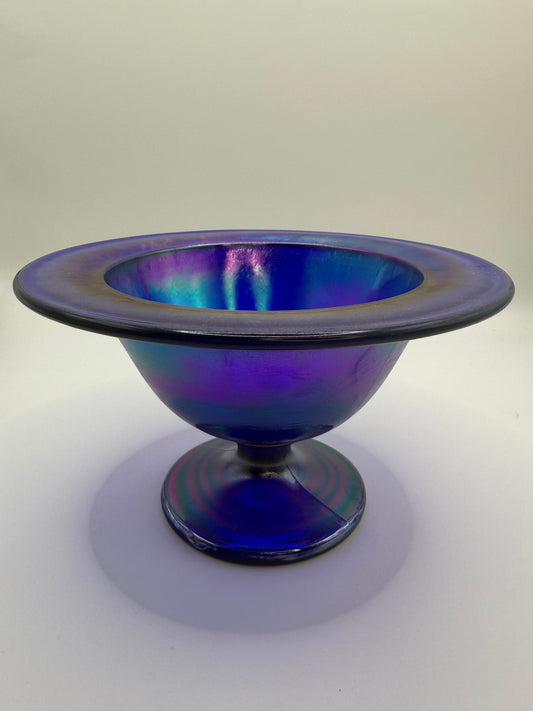 Cobalt Blue Carnival Glass Candle