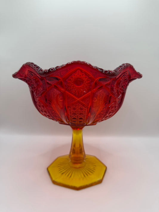 L.E. Smith Amberina Crystal Candle