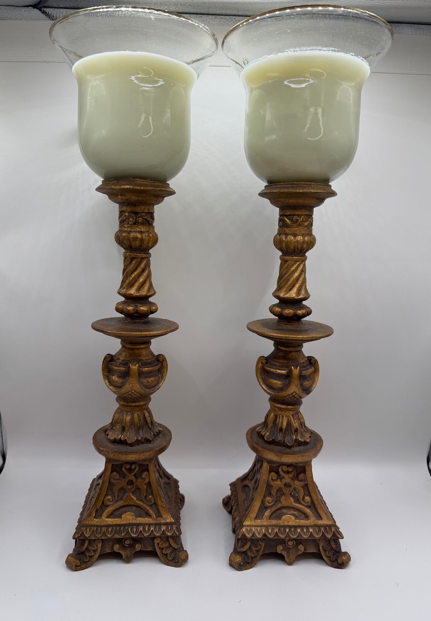 Pair of Decorative Gold Candle Holders