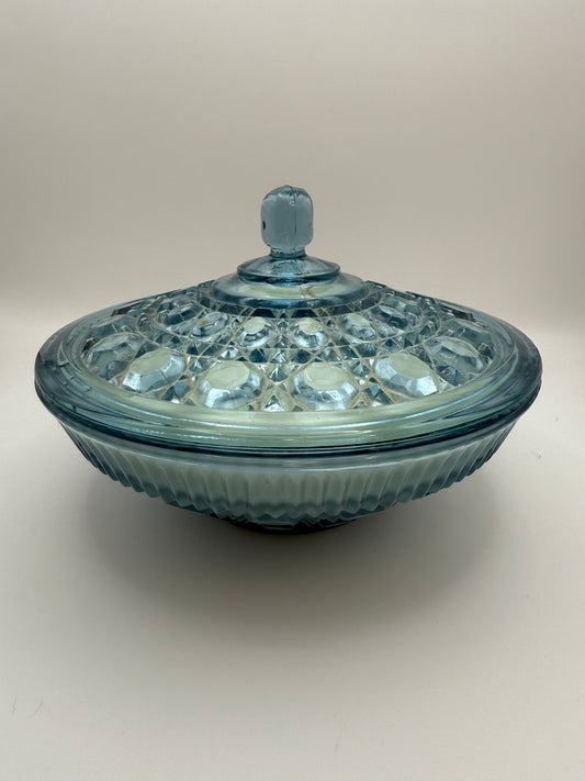 Blue Indiana Glass Windsor Candle