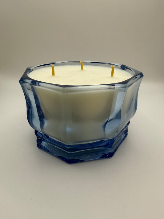 Blue Indiana Glass Candle