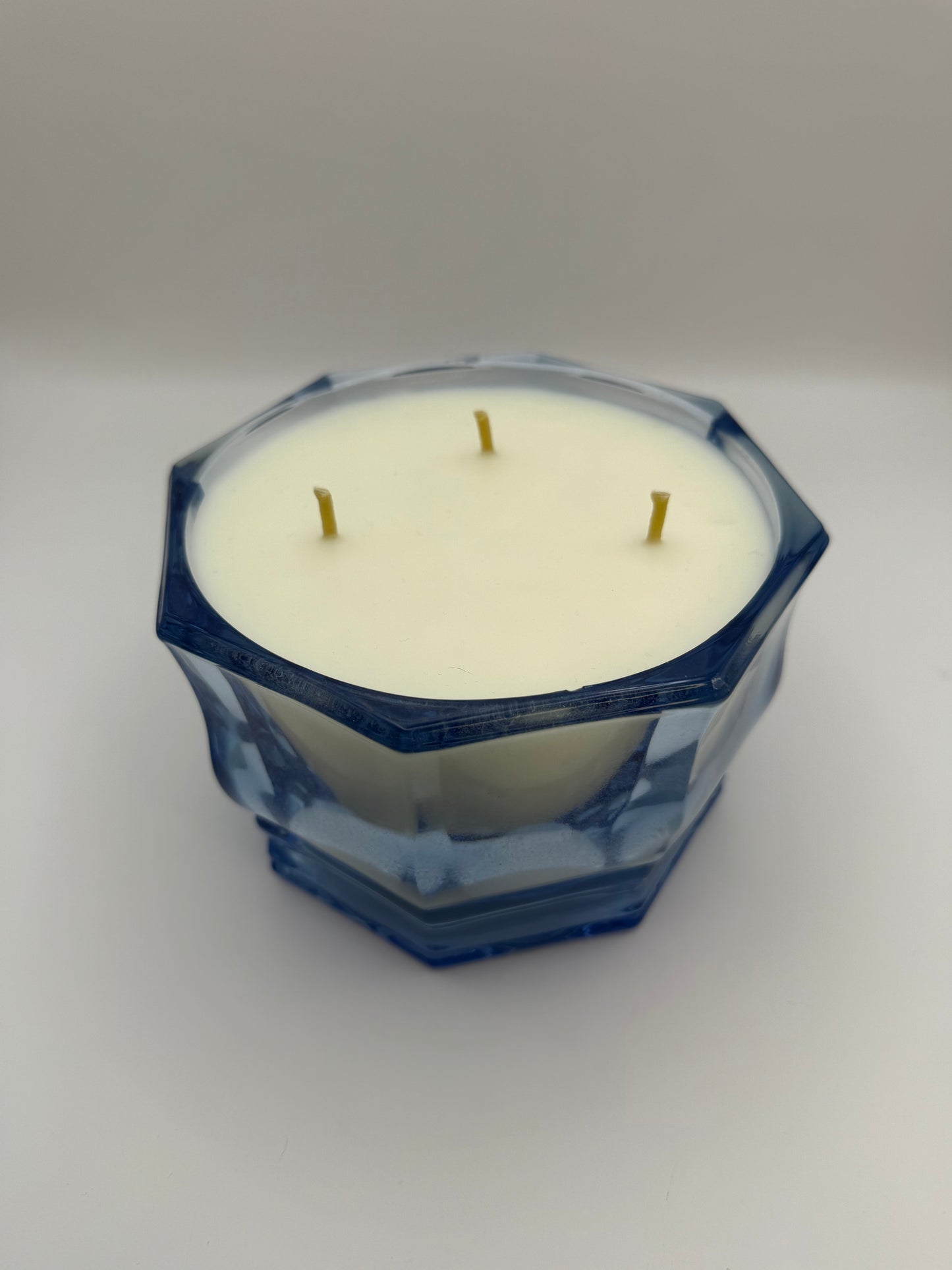 Blue Indiana Glass Candle